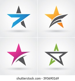 Four colorful stars icon set for logo design 