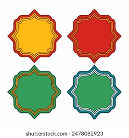 Four colorful starshaped frames on a white background