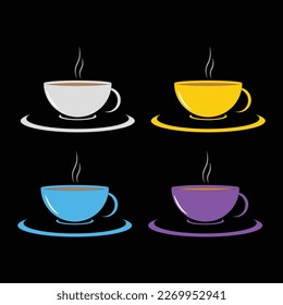 Four Colorful Tea Cup-vector art work