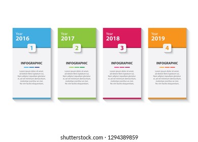 four colorful timeline infographic design template, Infographics management, finance, steps, analytics, presentation. Vector illustration