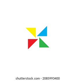 four colorful triangles simple symbol logo vector
