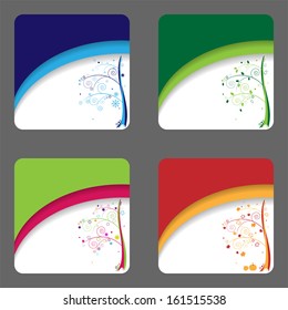 four colorful vector card templates with the seasons