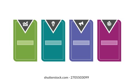 Four Colorful Vertical Rectangles Displaying Business Icons Editable Process Infographic Design