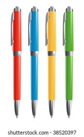 four colorfull pens as vector