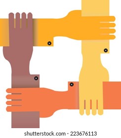 Four colors holding hands