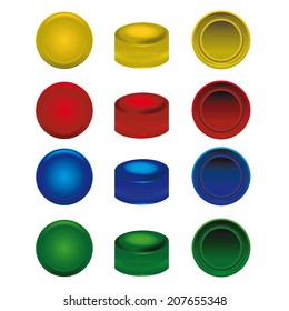 four colors of plastic cap from pet bottles svg