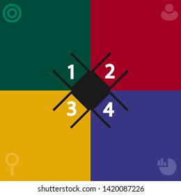 four colors quadrant template vector : green , yellow , blue , red 