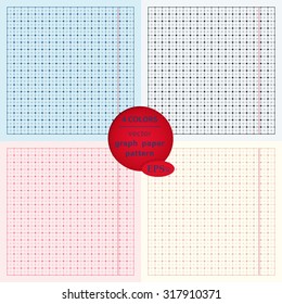 Four colors vector blueprint graphing paper grid background. Scale technical 