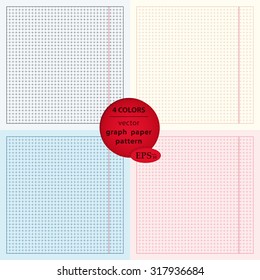 Four colors vector blueprint graphing paper grid background. Scale technical 