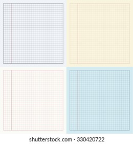 Four colors vector blueprint graphing paper grid background. Scale technical grid background