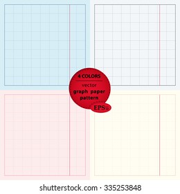 Four colors vector blueprint graphing paper grid background. Scale technical grid background