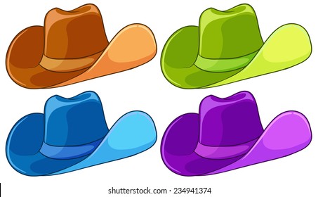 Four colourful headgears on a white background 