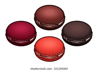 Four colourful macarons.