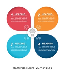 Four Column Infographic Template, White Background Graphic Elements.