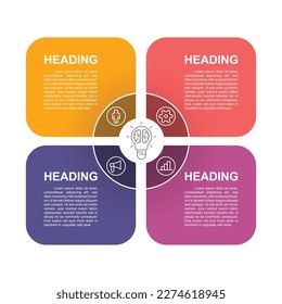 Plantilla Infográfica de Cuatro Columnas, Elementos Gráficos De Fondo Blanco.
