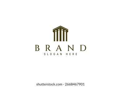 four column pillar building logo in gold luxury flat vector design style