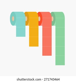 Four column toilet paper roll set Chart diagram Dash line Flat design Infographic Template Vector illustration