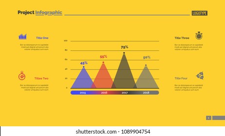 Four columns bar chart. Business data. Percent, diagram, design. Creative concept for infographic, templates, presentation, report. Can be used for topics like analysis, statistics, finance.