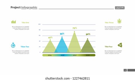 Four columns bar chart. Business data. Percent, diagram, design. Creative concept for infographic, templates, presentation, report. Can be used for topics like analysis, statistics, finance.