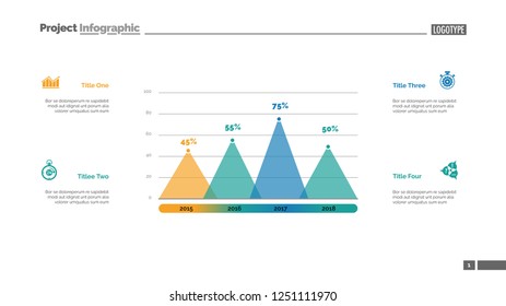 Four columns bar chart. Business data. Percent, diagram, design. Creative concept for infographic, templates, presentation, report. Can be used for topics like analysis, statistics, finance.