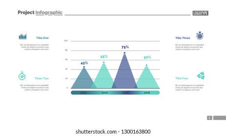 Four columns bar chart. Business data. Percent, diagram, design. Creative concept for infographic, templates, presentation, report. Can be used for topics like analysis, statistics, finance.