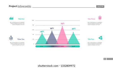 Four columns bar chart. Business data. Percent, diagram, design. Creative concept for infographic, templates, presentation, report. Can be used for topics like analysis, statistics, finance.