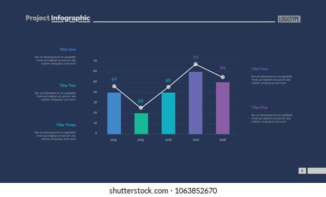 Four columns bar chart slide template. Business data. Comparison, diagram, design. Creative concept for infographic, presentation. Can be used for topics like management, analytics, statistics.