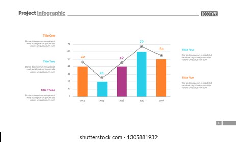 Four columns bar chart slide template. Business data. Comparison, diagram, design. Creative concept for infographic, presentation. Can be used for topics like management, analytics, statistics.