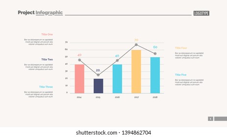Four columns bar chart slide template. Business data. Comparison, diagram, design. Creative concept for infographic, presentation. Can be used for topics like management, analytics, statistics.