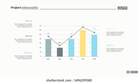 Four columns bar chart slide template. Business data. Comparison, diagram, design. Creative concept for infographic, presentation. Can be used for topics like management, analytics, statistics.