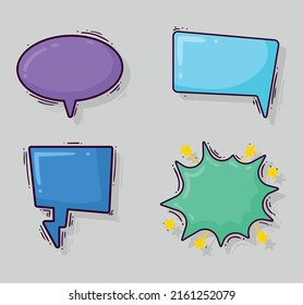 four comic bubbles empty set icons