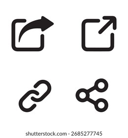 Four common icons representing sharing and linking actions
