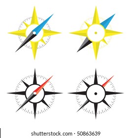 Four compass on white background