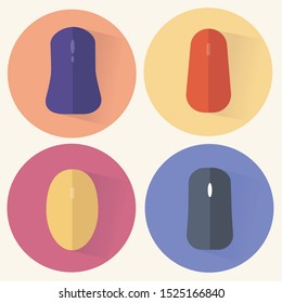 four computer mouse
 different flat design long shadows