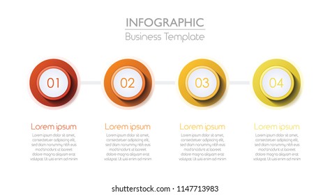 Four Connected Circles Slide Template. Vector illustration
