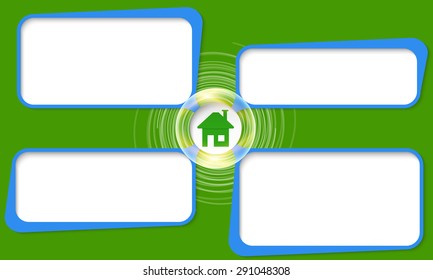 Four connected frames for your text and icon of home