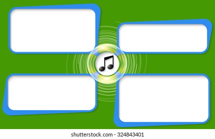Four connected frames for your text and music symbol