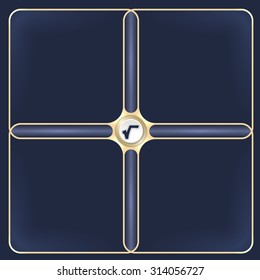 Four connected golden frames for your white text and radix symbol