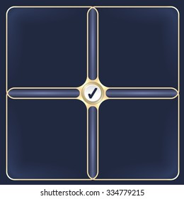 Four connected golden frames for your white text and check box