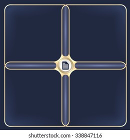 Four connected golden frames for your white text and document icon