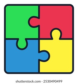 Cuatro piezas de color de rompecabezas conectadas concepto de Vector icono moderno o elemento de logotipo