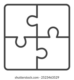 Cuatro piezas de rompecabezas conectadas concepto de Vector icono lineal o símbolo