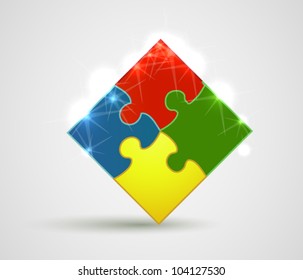 Four connected pieces of puzzle