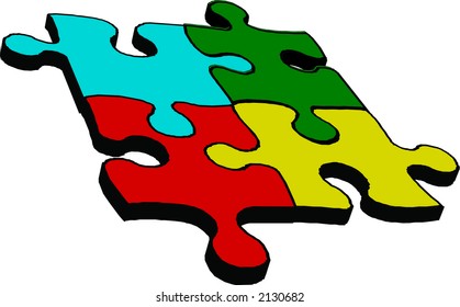 Four connected pieces of puzzle