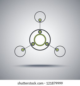 four connections round colored cells. vector Graphics