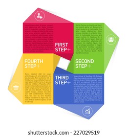 Four consecutive steps design element template. Vector.