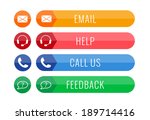 four contact buttons in flat style isolated on white background, vector illustration, eps 10, with transparency