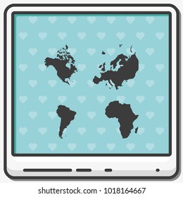 Four continents flat vector icon.