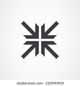 Four Converging Arrow At The Center, Arrow Icon. Vector Illustration