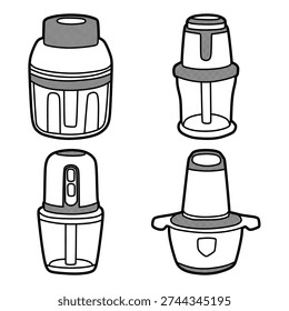 four cooking chopper vectors, customizable lines